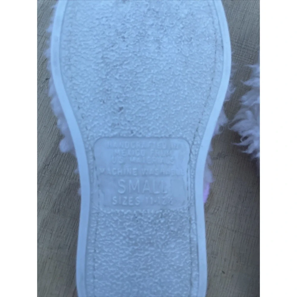 Vintage Girls Bunny Rabbit Slippers Size 11-11 1/2 Ivory With Pink Trim & Bows